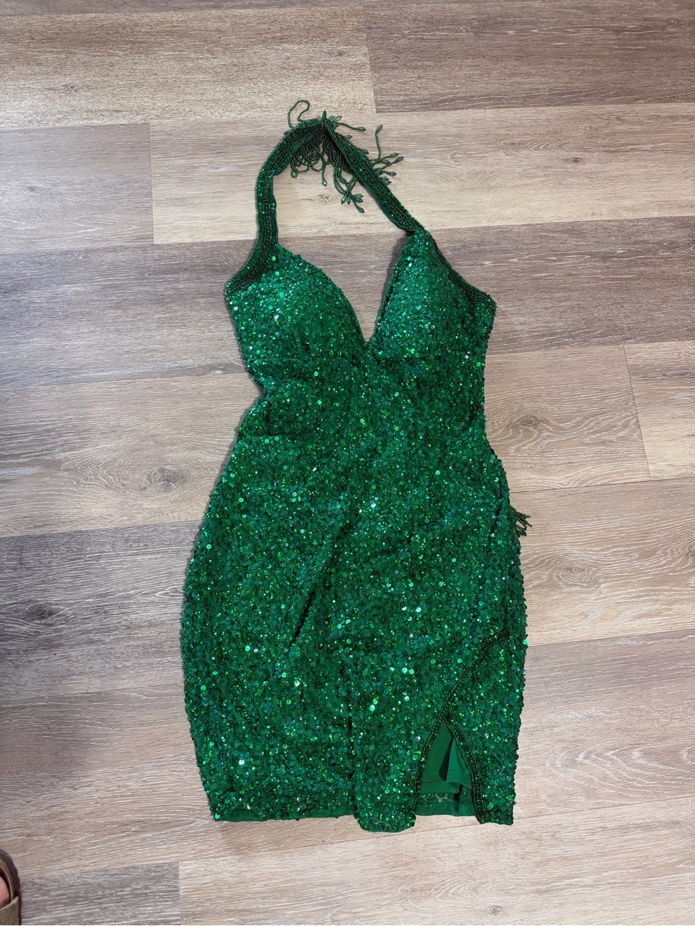 Green Sequin Halter Cocktail Dress size 4